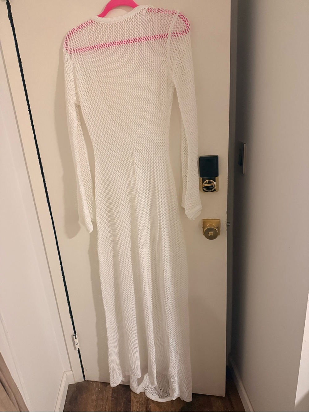 White Long Sleeve Mesh Maxi Dress